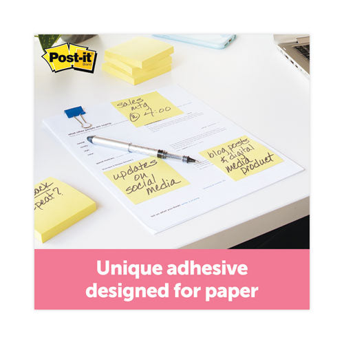 Image of Post-it® Notes 654 YW Original Pads in Canary Yellow, 3" x 3", 100 Sheets/Pad