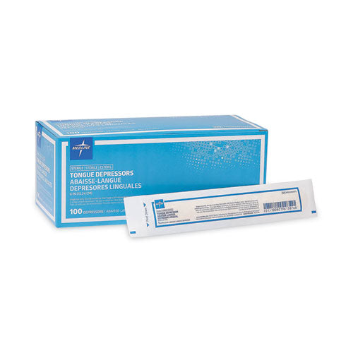 Image of Medline MDS202075 Sterile Tongue Depressors, Wood, 6" Long, 100/box