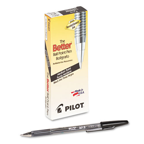 Image of Pilot® 35711 Better Ballpoint Pen, Stick, Medium 1 Mm, Black Ink, Smoke Barrel, Dozen