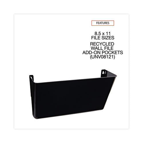 Image of Universal® UNV08122 Wall File Pockets, Plastic, Letter Size, 13" x 4.13" x 7", Black