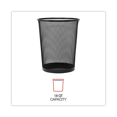 Image of Universal® UNV20008 Mesh Wastebasket, 18 qt, Steel Mesh, Black