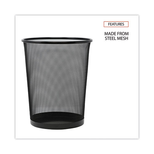 Image of Universal® UNV20008 Mesh Wastebasket, 18 qt, Steel Mesh, Black