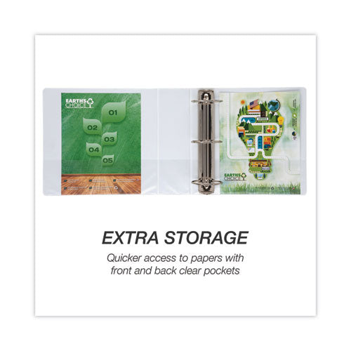 Image of SamsillÂ® Earth's Choice Plant-Based Round Ring View Binder, 3 Rings, 4" Capacity, 11 x 8.5, White
