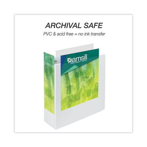 Image of SamsillÂ® Earth's Choice Plant-Based Round Ring View Binder, 3 Rings, 4" Capacity, 11 x 8.5, White