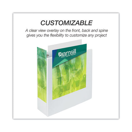 Image of SamsillÂ® Earth's Choice Plant-Based Round Ring View Binder, 3 Rings, 4" Capacity, 11 x 8.5, White