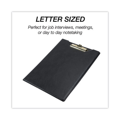 Image of Samsill® 71410 Value Padfolio, Heavyweight Sealed Vinyl, Brass Clip, Inside Front Pocket, Black