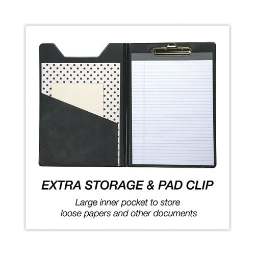 Image of Samsill® 71410 Value Padfolio, Heavyweight Sealed Vinyl, Brass Clip, Inside Front Pocket, Black