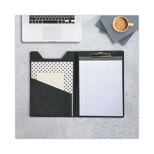 Image of Samsill® 71410 Value Padfolio, Heavyweight Sealed Vinyl, Brass Clip, Inside Front Pocket, Black