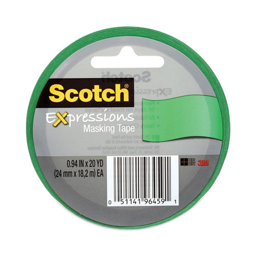 Image of ScotchÂ® Expressions Masking Tape, 3" Core, 0.94" X 20 Yds, Primary Green