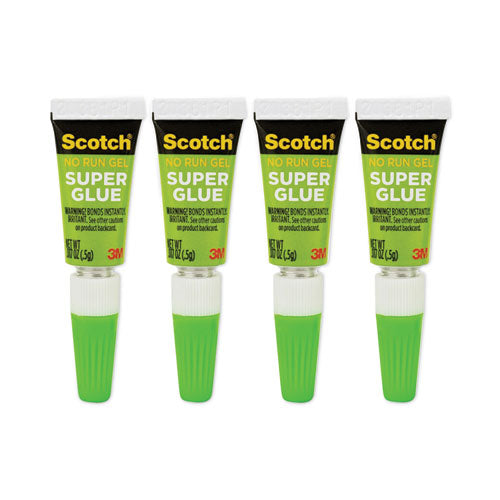 Image of Scotch® AD119 Single Use Super Glue No-Run Gel, 0.02 Oz, Dries Clear, 4/pack