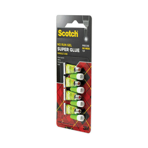Image of Scotch® AD119 Single Use Super Glue No-Run Gel, 0.02 Oz, Dries Clear, 4/pack