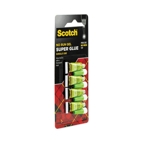 Image of Scotch® AD119 Single Use Super Glue No-Run Gel, 0.02 Oz, Dries Clear, 4/pack