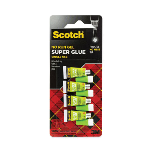 Image of Scotch® AD119 Single Use Super Glue No-Run Gel, 0.02 Oz, Dries Clear, 4/pack