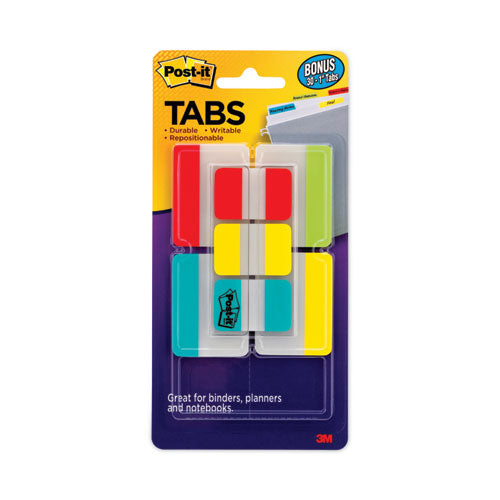 Image of Post-it® Tabs 686-VAD2 Plain Solid Color Tabs Value Pack, (66) 1/5-Cut 1" Wide, (48) 1/3-Cut 2" Wide, Assorted Colors and Sizes, 114/Pack