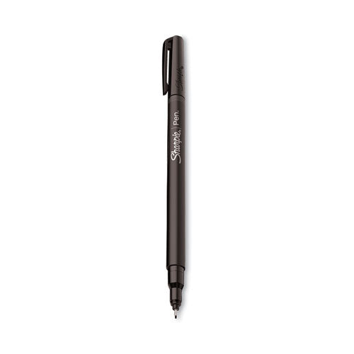 Image of Sharpie® 1742661 Water-Resistant Ink Porous Point Pen, Stick, Fine 0.4 mm, Black Ink, Black Barrel, 4/Pack