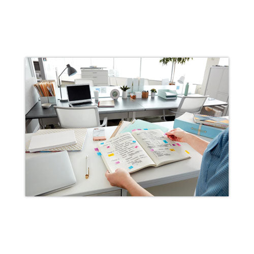 Image of Post-it® Flags 680HVBE Page Flags in Desk Grip Dispenser, 1 x 1.75, Blue, 200/Dispenser