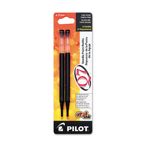 Image of Pilot® 77245 Refill For Pilot Retractable Q7, G2, Precise Begreen And Dr Grip Gel Pens, Fine Needle Tip, Black Ink, 2/pack