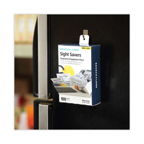Image of Bausch & Lomb 8595 Sight Savers Respirator and Equipment Wipes, Cloth, 5 x 8, Unscented, White, 100/Box