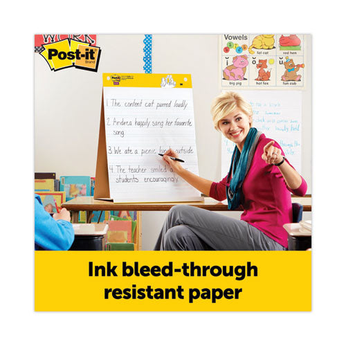 Image of Post-it® Easel Pads Super Sticky 563PRL Self-Stick Tabletop Easel Pad with Command Strips, Presentation Format (1.5" Rule), (20) White 20 x 23 Sheets