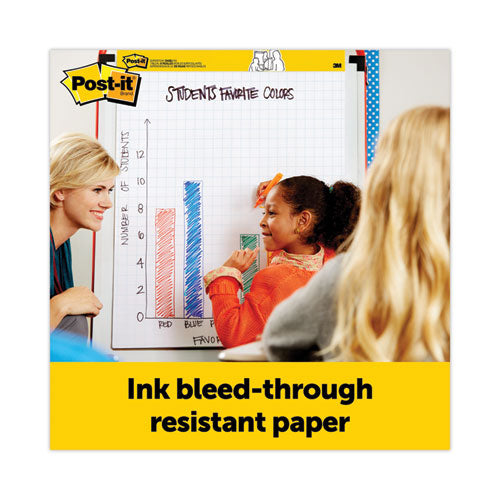 Image of Post-it® Easel Pads Super Sticky 563PRL Self-Stick Tabletop Easel Pad with Command Strips, Presentation Format (1.5" Rule), (20) White 20 x 23 Sheets