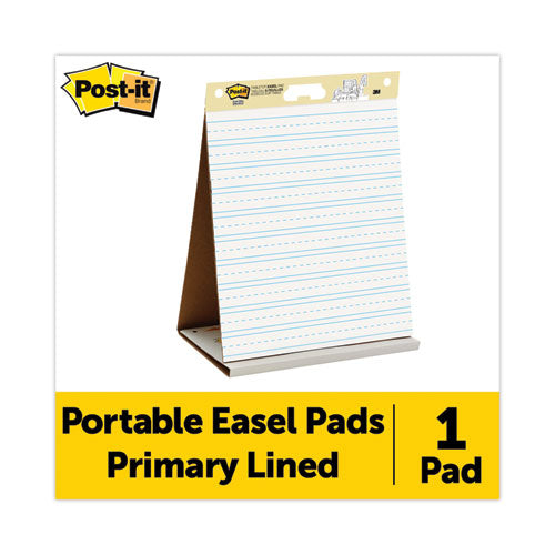 Image of Post-it® Easel Pads Super Sticky 563PRL Self-Stick Tabletop Easel Pad with Command Strips, Presentation Format (1.5" Rule), (20) White 20 x 23 Sheets