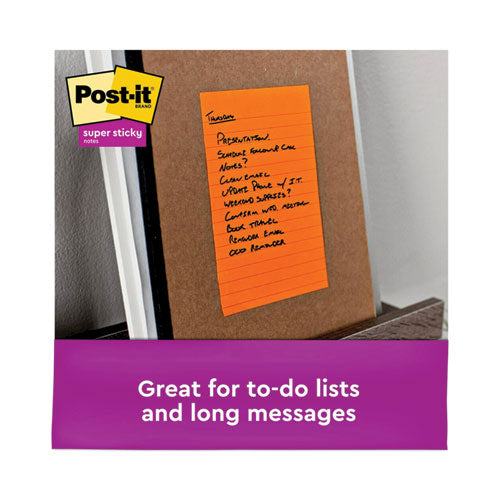 Image of Post-it® Notes Super Sticky 5845-SSUC Pads in Energy Boost Collection Colors, Note Ruled, 5" x 8", 45 Sheets/Pad, 4 Pads/Pack