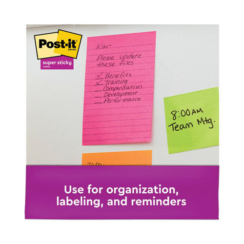 Image of Post-it® Notes Super Sticky 5845-SSUC Pads in Energy Boost Collection Colors, Note Ruled, 5" x 8", 45 Sheets/Pad, 4 Pads/Pack