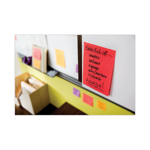 Image of Post-it® Notes Super Sticky 6603SSAN Pads in Playful Primary Collection Colors, Note Ruled, 4" x 6", 90 Sheets/Pad, 3 Pads/Pack