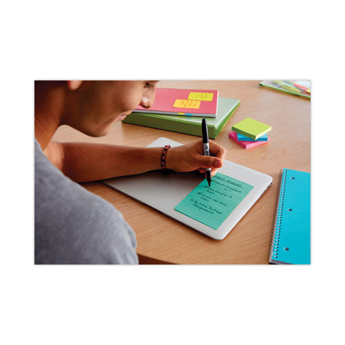 Image of Post-it® Notes Super Sticky 660-3SSMIA Pads in Supernova Neon Collection Colors, Note Ruled, 4" x 6", 90 Sheets/Pad, 3 Pads/Pack