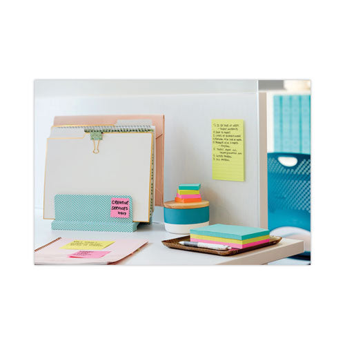 Image of Post-it® Notes Super Sticky 660-3SSMIA Pads in Supernova Neon Collection Colors, Note Ruled, 4" x 6", 90 Sheets/Pad, 3 Pads/Pack