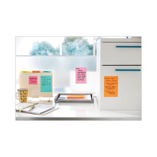 Image of Post-it® Notes Super Sticky 660-3SSMIA Pads in Supernova Neon Collection Colors, Note Ruled, 4" x 6", 90 Sheets/Pad, 3 Pads/Pack