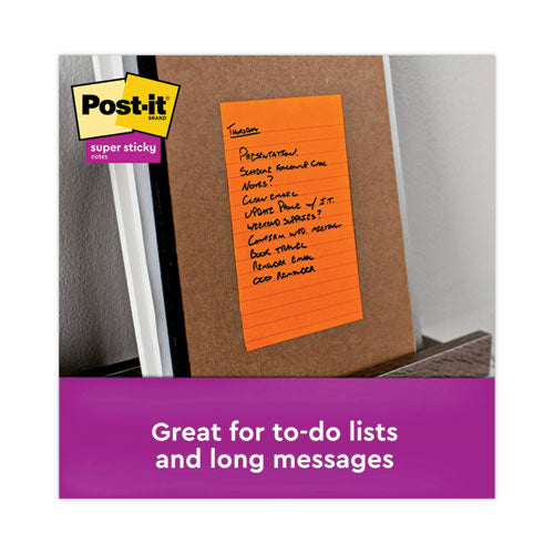 Image of Post-it® Notes Super Sticky 660-3SSUC Pads in Energy Boost Collection Colors, Note Ruled, 4" x 6", 90 Sheets/Pad, 3 Pads/Pack