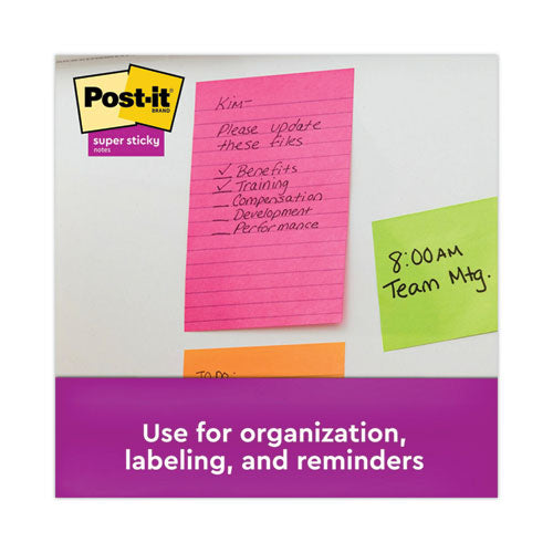 Image of Post-it® Notes Super Sticky 660-3SSUC Pads in Energy Boost Collection Colors, Note Ruled, 4" x 6", 90 Sheets/Pad, 3 Pads/Pack