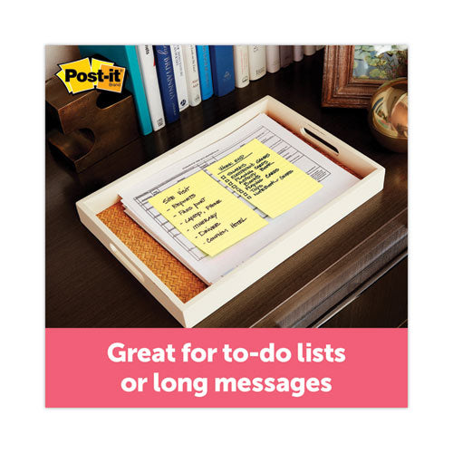 Image of Post-it® Notes 660-5PK Original Pads in Canary Yellow, Note Ruled, 4" x 6", 100 Sheets/Pad, 5 Pads/Pack