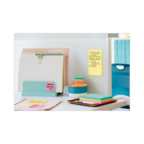 Image of Post-it® Notes Super Sticky 660-5SSCY Pads in Canary Yellow, Note Ruled, 4" x 6", 90 Sheets/Pad, 5 Pads/Pack