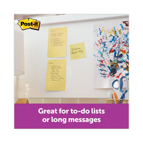 Image of Post-it® Notes Super Sticky 660-5SSCY Pads in Canary Yellow, Note Ruled, 4" x 6", 90 Sheets/Pad, 5 Pads/Pack