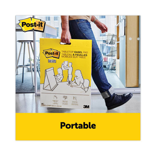 Image of Post-it® Easel Pads Super Sticky 563 DE Pad Plus Self-Stick Tabletop Easel Pad with Dry Erase Board, Unruled, (20) White 20 x 23 Sheets