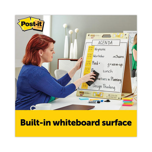 Image of Post-it® Easel Pads Super Sticky 563 DE Pad Plus Self-Stick Tabletop Easel Pad with Dry Erase Board, Unruled, (20) White 20 x 23 Sheets