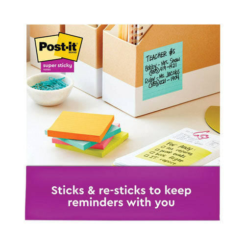 Image of Post-it® Notes Super Sticky 675-6SSMIA Pads in Supernova Neon Collection Colors, Note Ruled, 4" x 4", 90 Sheets/Pad, 6 Pads/Pack