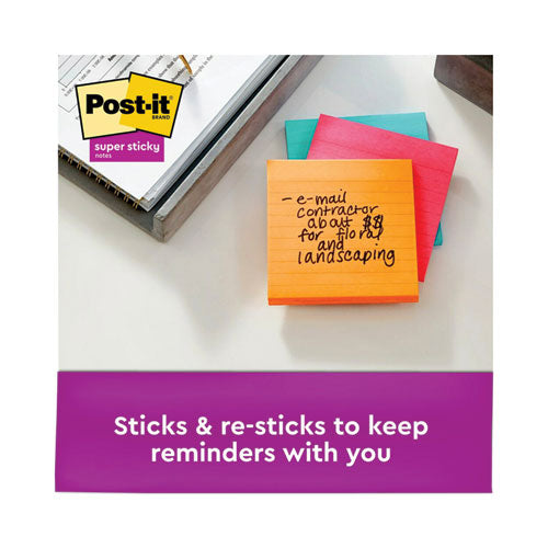 Image of Post-it® Notes Super Sticky 675-6SSMIA Pads in Supernova Neon Collection Colors, Note Ruled, 4" x 4", 90 Sheets/Pad, 6 Pads/Pack