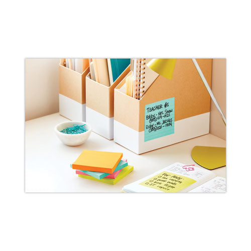 Image of Post-it® Notes Super Sticky 675-6SSMIA Pads in Supernova Neon Collection Colors, Note Ruled, 4" x 4", 90 Sheets/Pad, 6 Pads/Pack