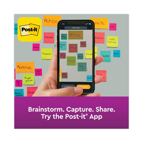 Image of Post-it® Notes Super Sticky 6845-SSP Meeting Notes in Energy Boost Collection Colors, 8" x 6", 45 Sheets/Pad, 4 Pads/Pack