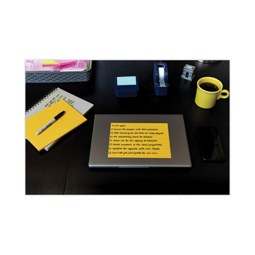 Image of Post-it® Notes Super Sticky 6845-SSPL Meeting Notes in Energy Boost Collection Colors, Note Ruled, 8" x 6", 45 Sheets/Pad, 4 Pads/Pack