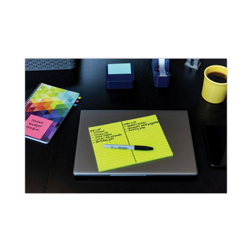 Image of Post-it® Notes Super Sticky 6845-SSPL Meeting Notes in Energy Boost Collection Colors, Note Ruled, 8" x 6", 45 Sheets/Pad, 4 Pads/Pack