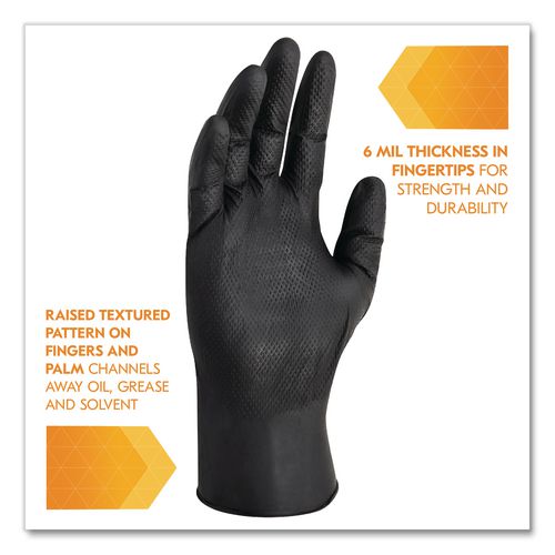 Image of KleenGuard 49275 G10 Kraken Grip Nitrile Gloves, Small, 6 mil Thick, 9.5" Long, Black, 100/Box, 10 Boxes/Carton