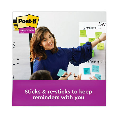 Image of Post-it® Notes Super Sticky 654-12SSMIA Pads in Supernova Neon Collection Colors, 3" x 3", 90 Sheets/Pad, 12 Pads/Pack