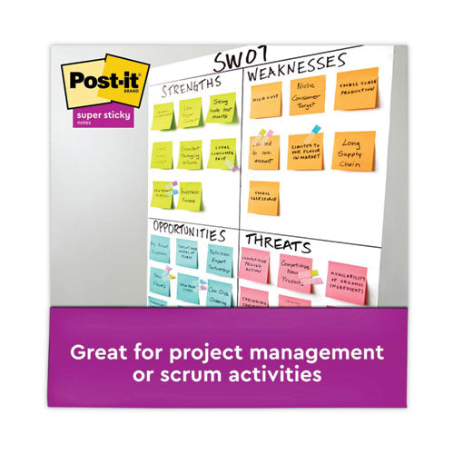 Image of Post-it® Notes Super Sticky 654-12SSMIA Pads in Supernova Neon Collection Colors, 3" x 3", 90 Sheets/Pad, 12 Pads/Pack