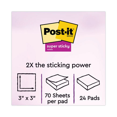 Image of Post-it® Notes Super Sticky 654-24SSAN-CP Pads in Playful Primary Collection Colors, Cabinet Pack, 3" x 3", 70 Sheets/Pad, 24 Pads/Pack