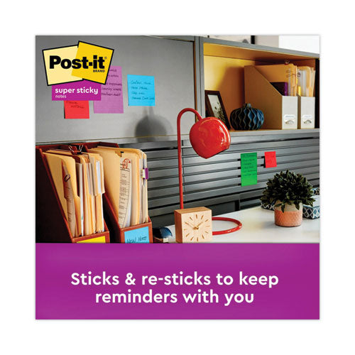 Image of Post-it® Notes Super Sticky 654-24SSAN-CP Pads in Playful Primary Collection Colors, Cabinet Pack, 3" x 3", 70 Sheets/Pad, 24 Pads/Pack