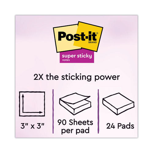 Image of Post-it® Notes Super Sticky 654-24SSCP Pads in Canary Yellow, Cabinet Pack, 3" x 3", 90 Sheets/Pad, 24 Pads/Pack